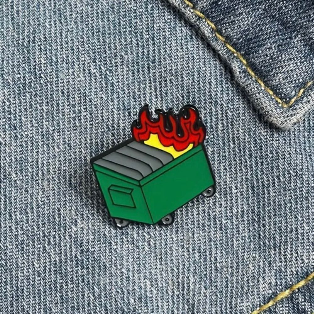 Dumpster Fire Enamel brooch/Pin